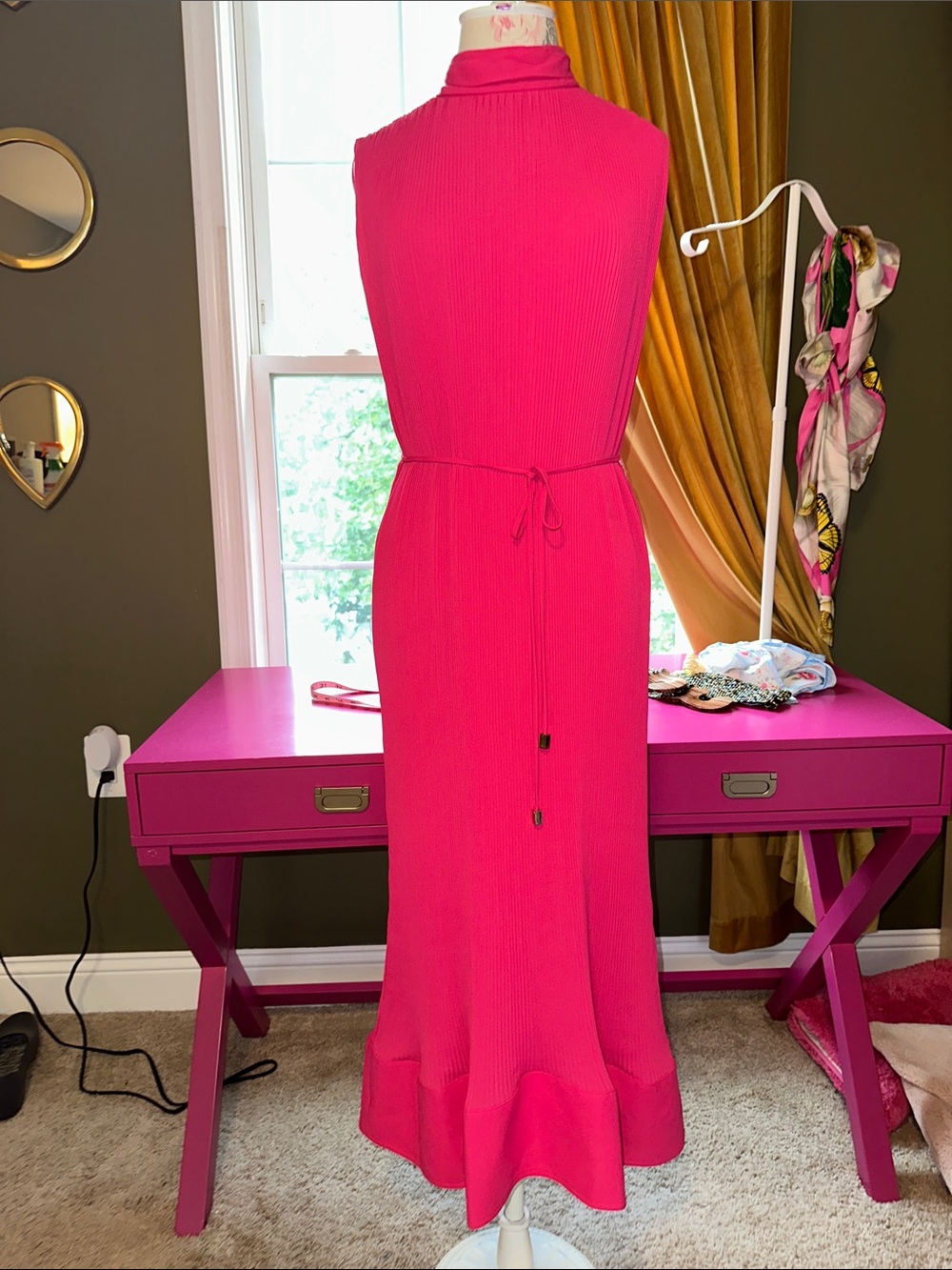 Milly Hot Pink Sleeveless Maxi Dress